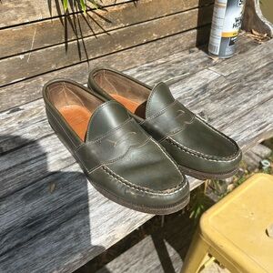 Men's Green Leather Loafers